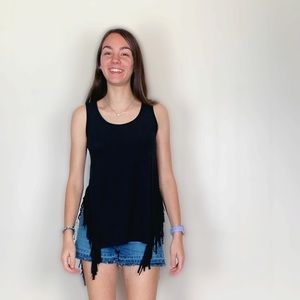 Mossimo black fringe tank top soft